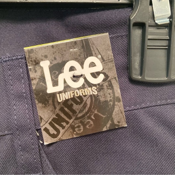 NWT Lee Men Navy Blue Slim Straight Classic Fit Trouser Work Uniform Pants 32x34 - Picture 4 of 10